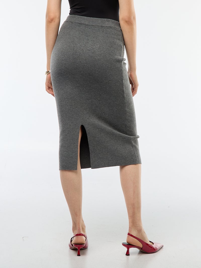 Falda midi de punto otomán Gris - Kiabi