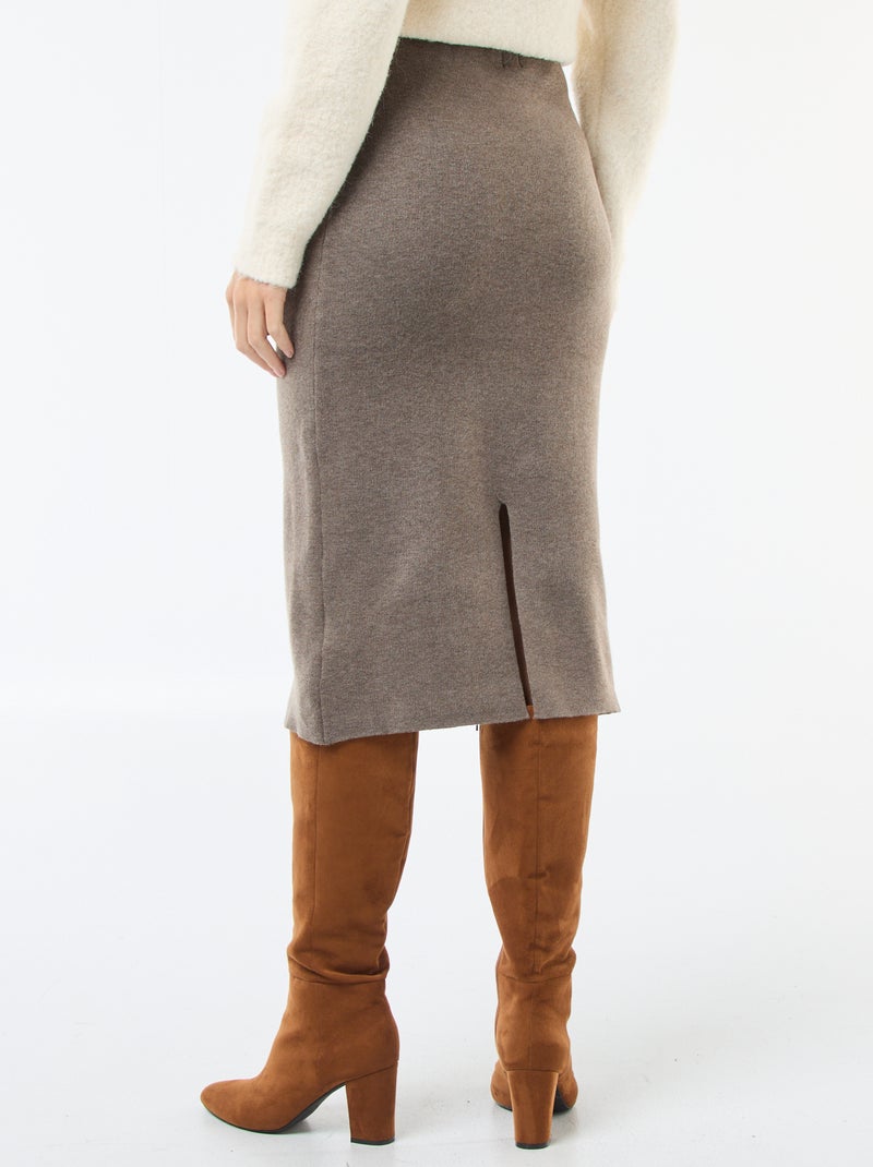 Falda midi de punto otomano Marron - Kiabi