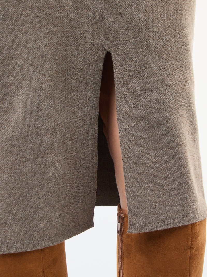Falda midi de punto otomano Marron - Kiabi