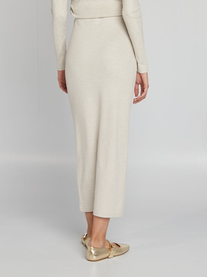 Falda midi de punto suave BEIGE - Kiabi