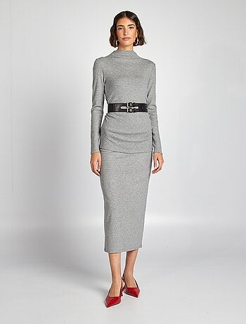 Falda midi de punto suave
