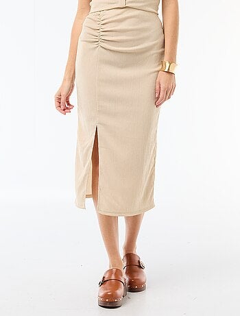 Falda midi de punto texturizado