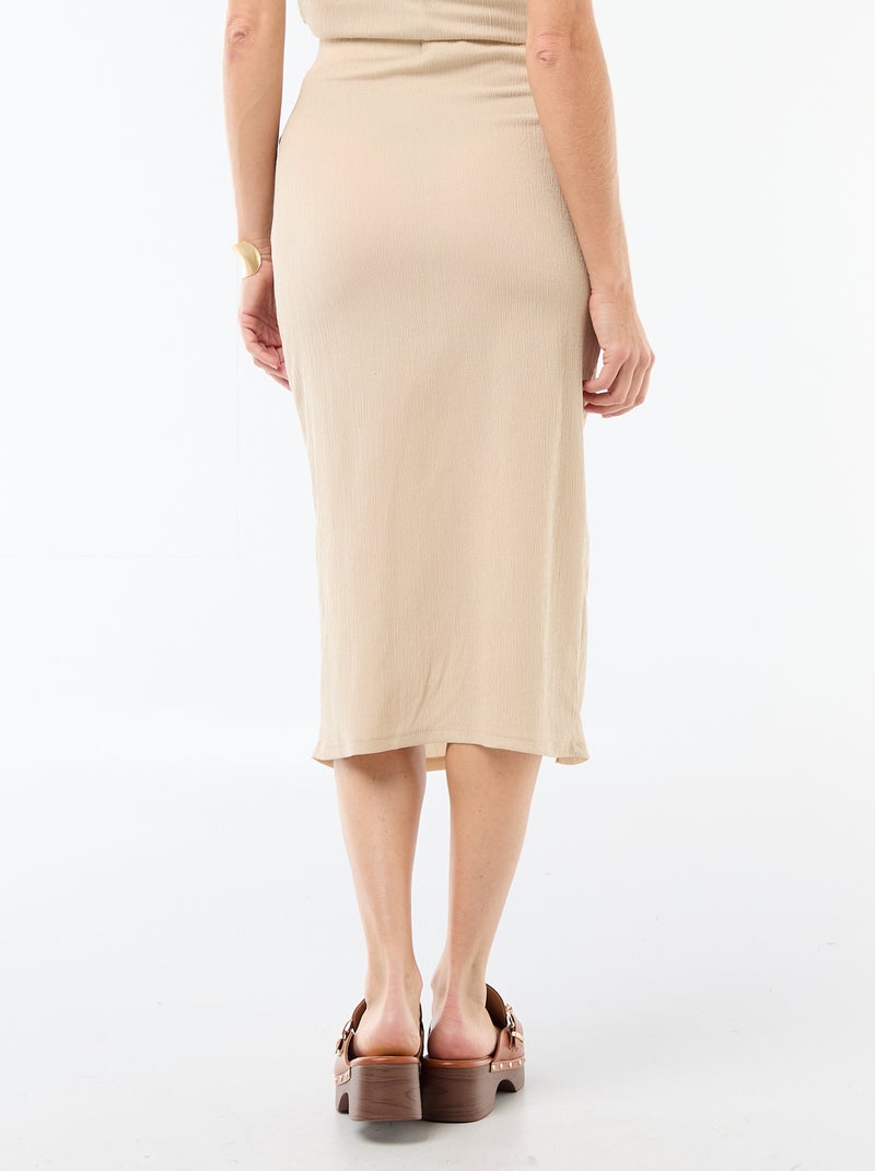 Falda midi de punto texturizado Beige - Kiabi