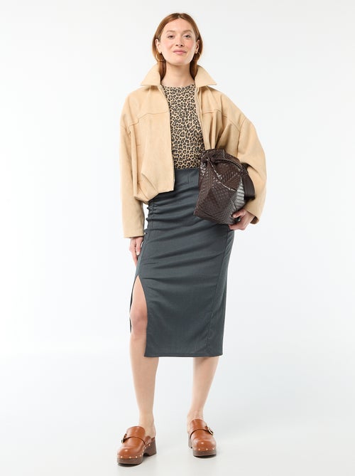 Falda midi de punto texturizado - Kiabi