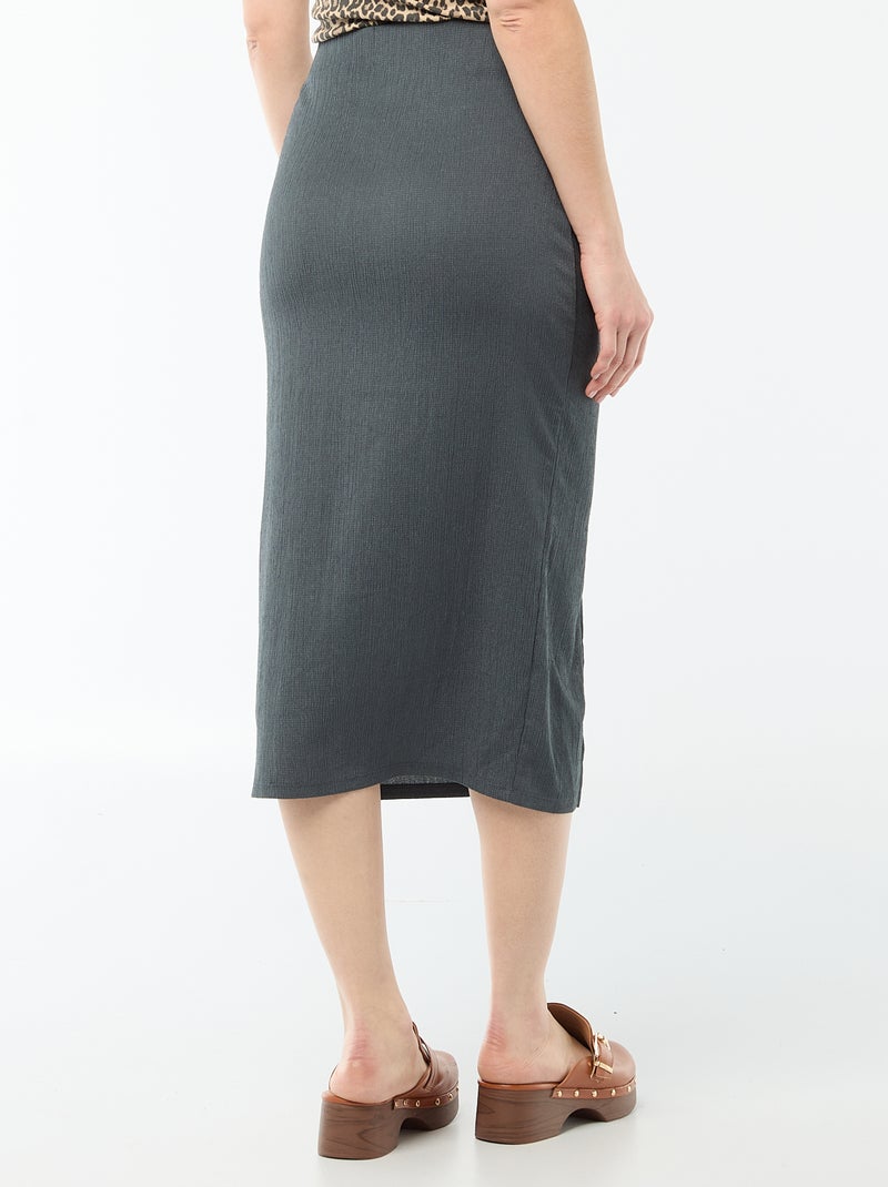 Falda midi de punto texturizado Gris - Kiabi