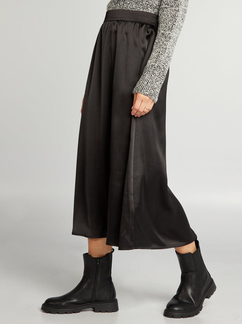 Falda midi de raso NEGRO - Kiabi