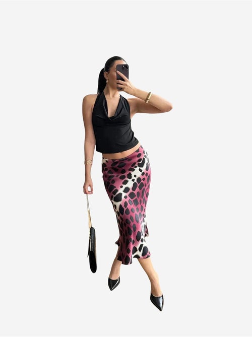 Falda midi de rayas de leopardo mixray - Kiabi Falda midi de rayas de leopardo mixray - Kiabi