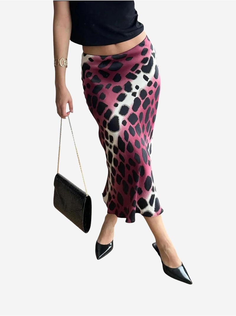 Falda midi de rayas de leopardo mixray Rojo burdeos - Kiabi