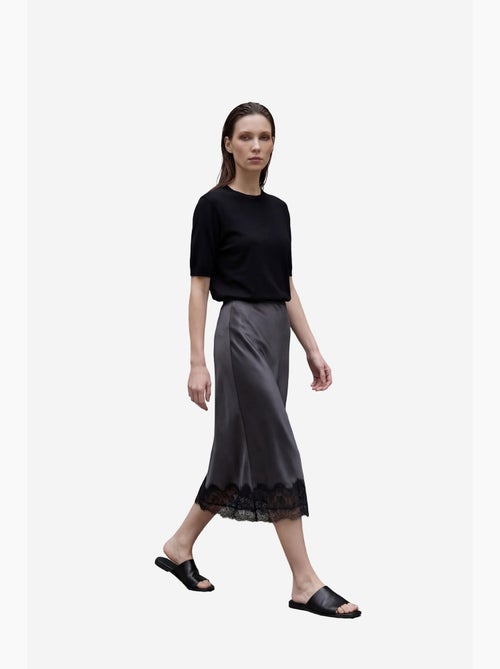 Falda midi de satén de talle alto my fashion - Kiabi