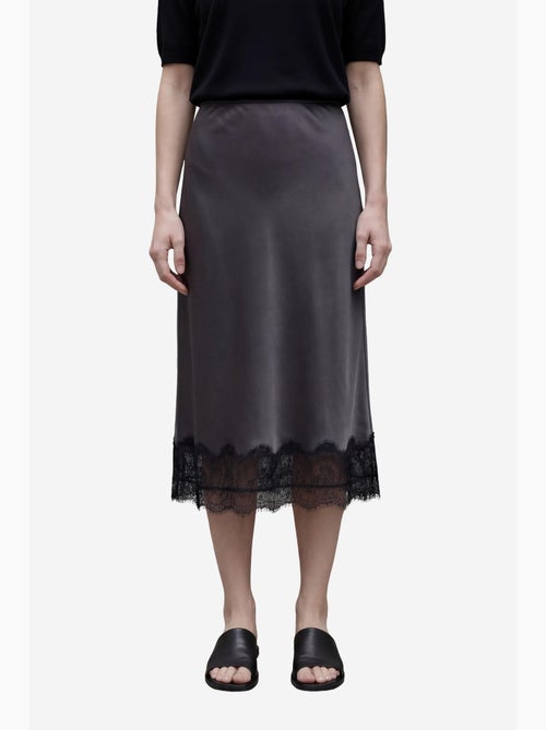 Falda midi de satén de talle alto my fashion - Kiabi