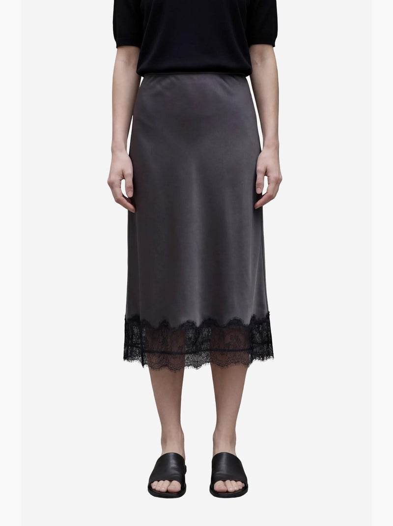 Falda midi de satén de talle alto my fashion Gris medio - Kiabi