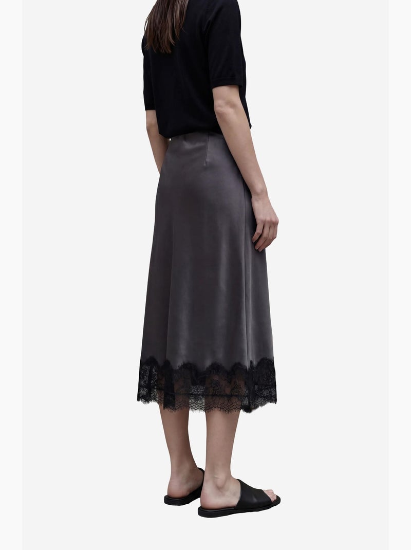 Falda midi de satén de talle alto my fashion Gris medio - Kiabi