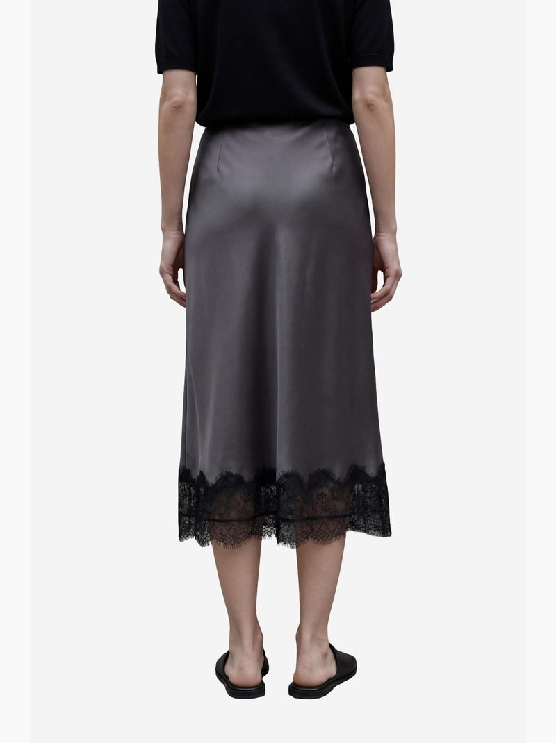 Falda midi de satén de talle alto my fashion Gris medio - Kiabi