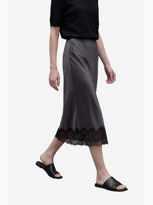 Falda midi de satén de talle alto my fashion - Kiabi