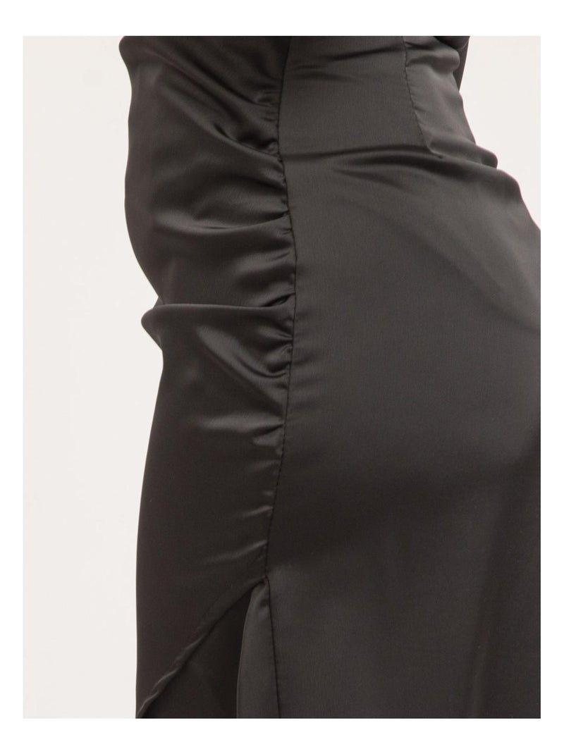 Falda midi de satén XARENA Negro - Kiabi