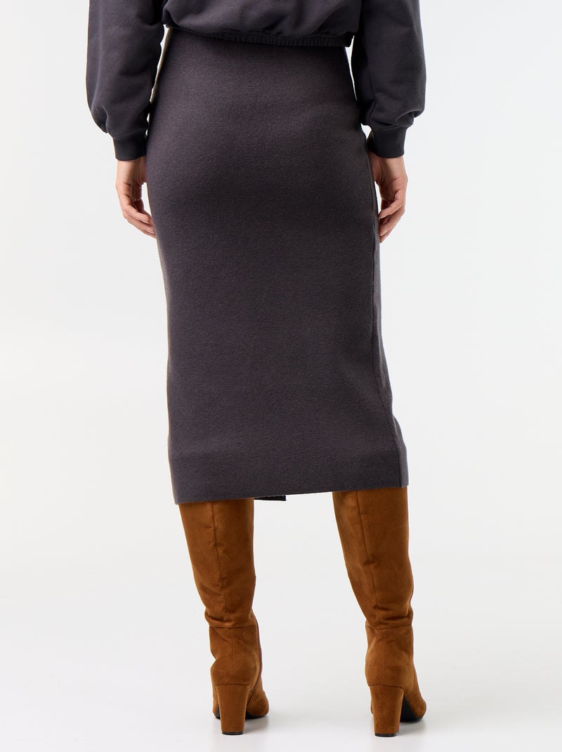 Falda midi de tejido otomán Negro - Kiabi