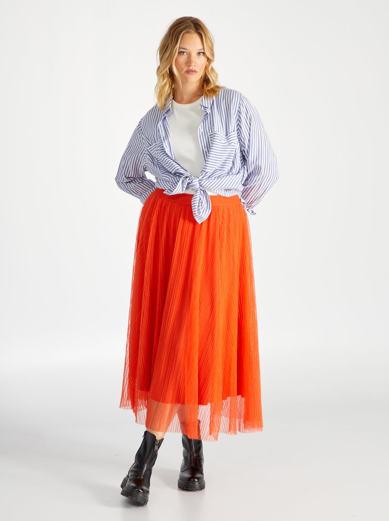 Falda midi de tul 'Only Carmakoma' ROJO - Kiabi