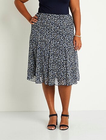Falda midi de vuelo de gasa estampada - Afibel