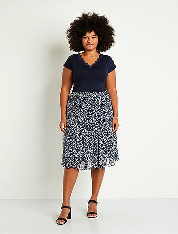 Falda midi de vuelo de gasa estampada - Afibel