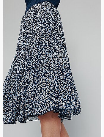 Falda midi de vuelo de gasa estampada - Afibel