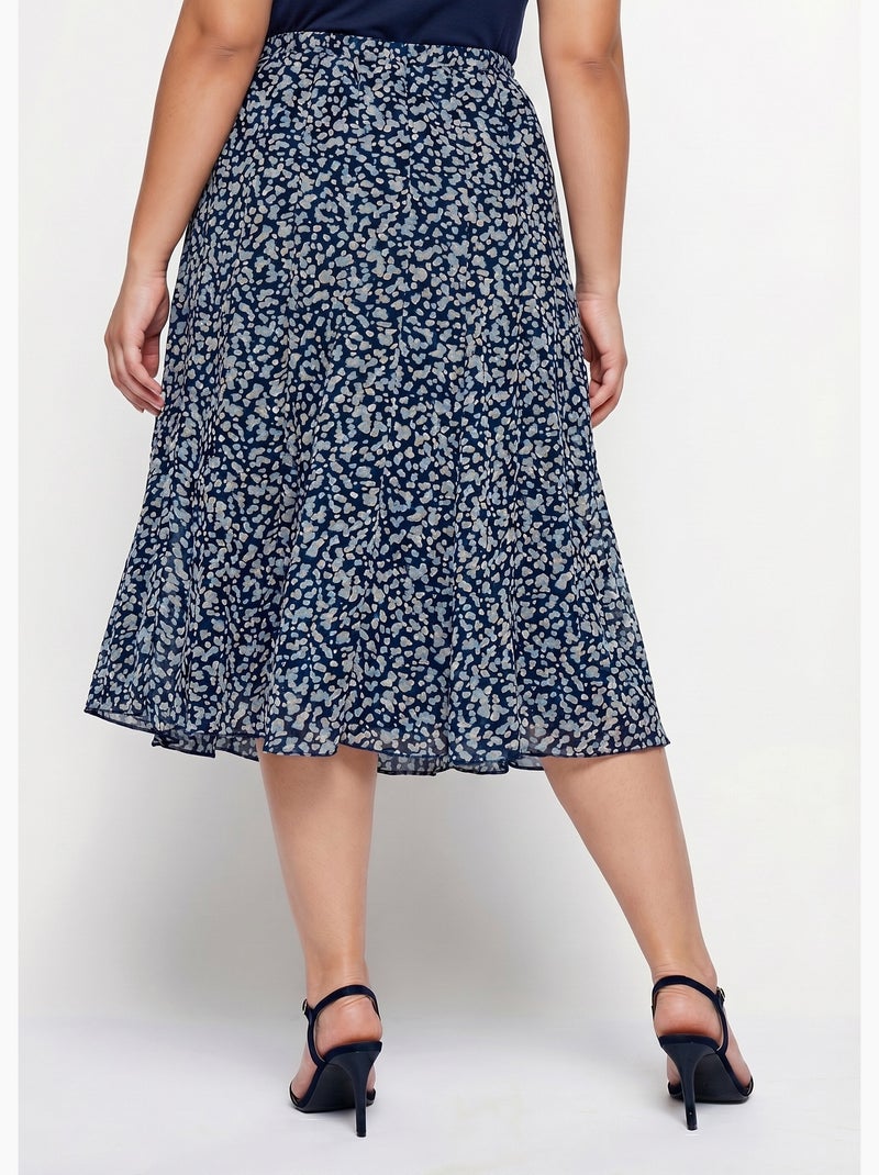 Falda midi de vuelo de gasa estampada - Afibel Crudo/Marino - Kiabi
