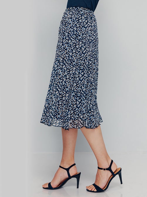Falda midi de vuelo de gasa estampada - Afibel - Kiabi