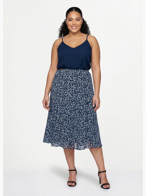 Falda midi de vuelo de gasa estampada - Afibel - Kiabi