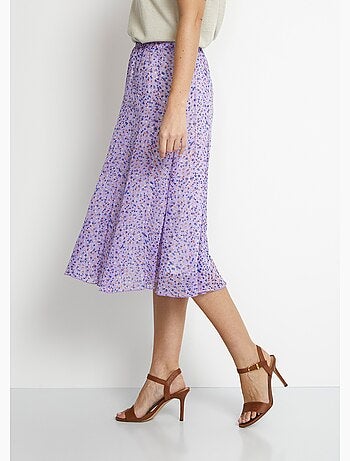 Falda midi de vuelo de gasa estampada - Afibel