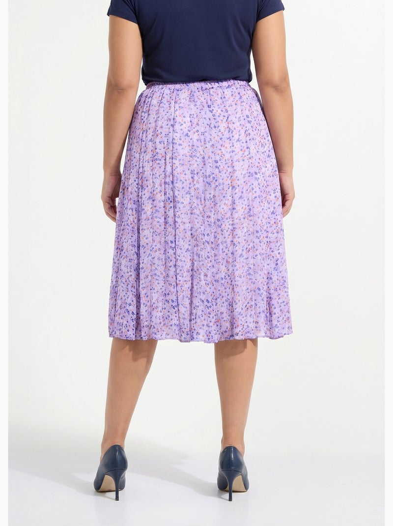 Falda midi de vuelo de gasa estampada - Afibel Malva lila - Kiabi
