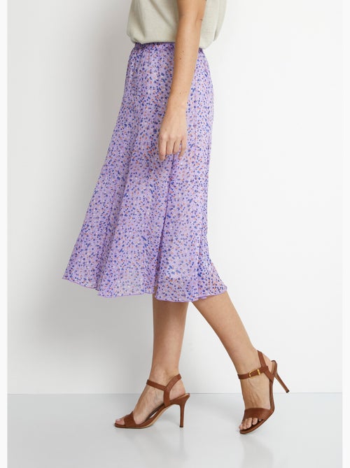 Falda midi de vuelo de gasa estampada - Afibel - Kiabi