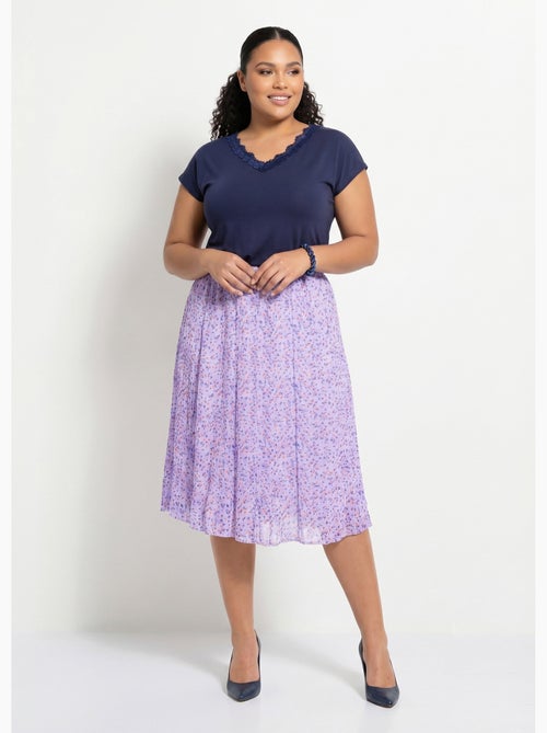 Falda midi de vuelo de gasa estampada - Afibel - Kiabi