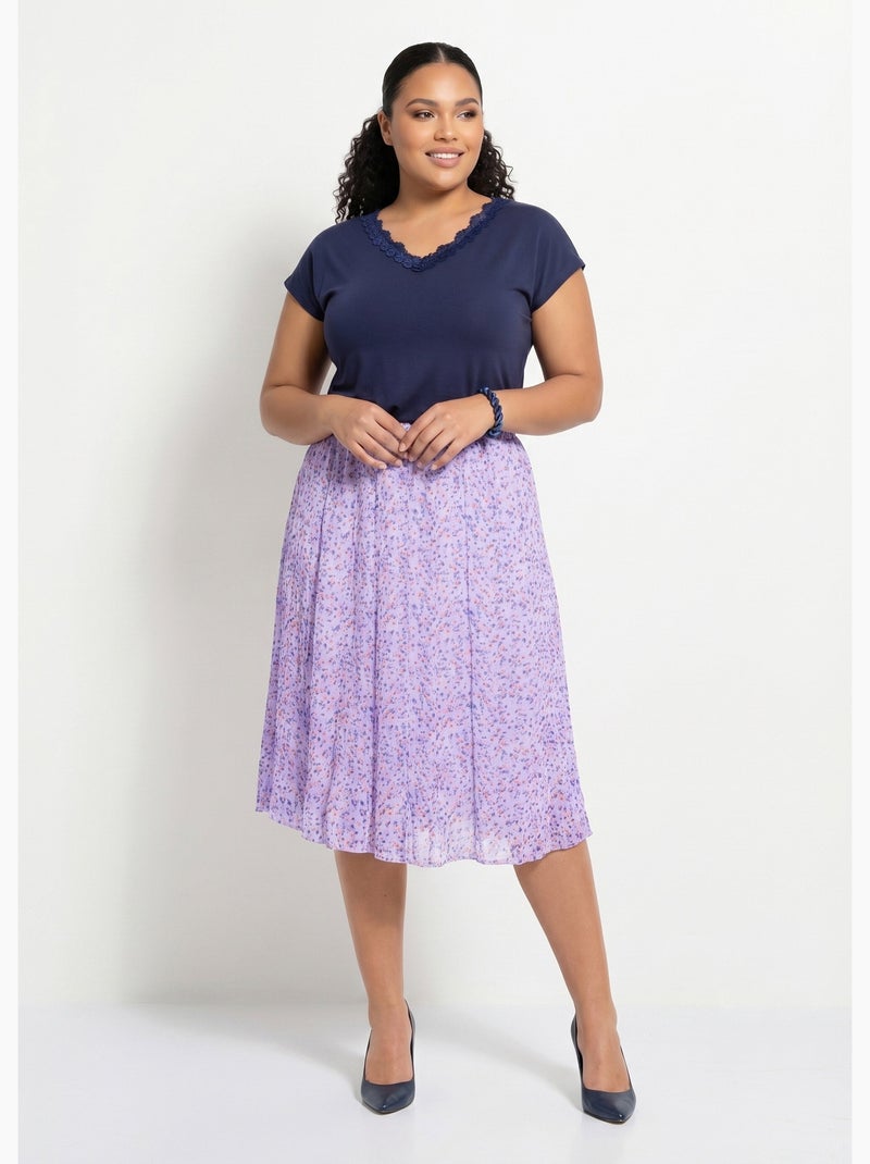 Falda midi de vuelo de gasa estampada - Afibel Malva lila - Kiabi