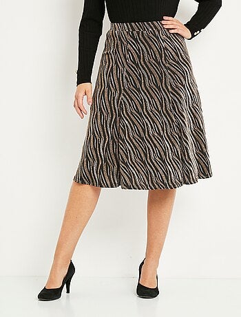 Falda midi de vuelo en punto de jacquard brillante - Afibel