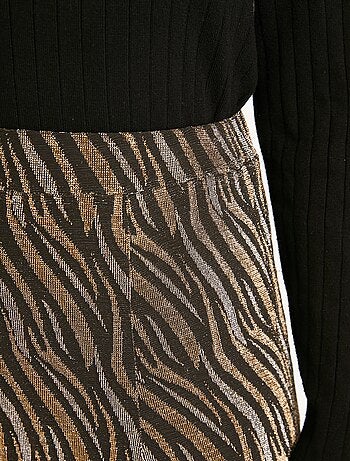 Falda midi de vuelo en punto de jacquard brillante - Afibel