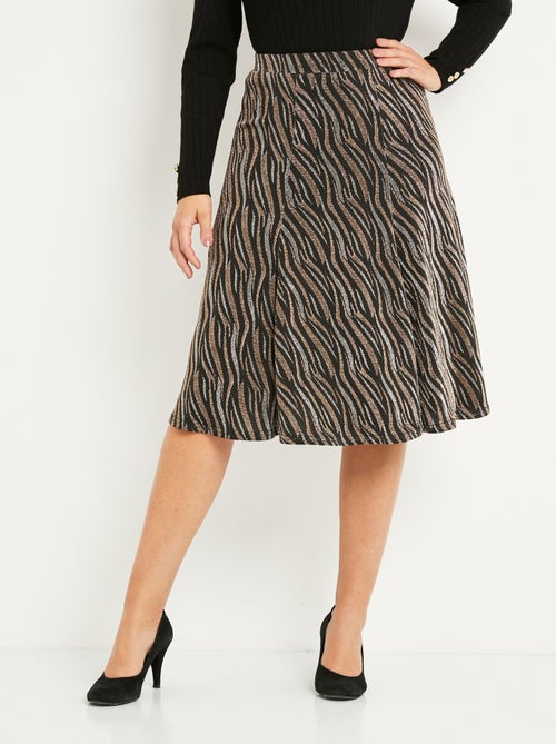Falda midi de vuelo en punto de jacquard brillante - Afibel - Kiabi