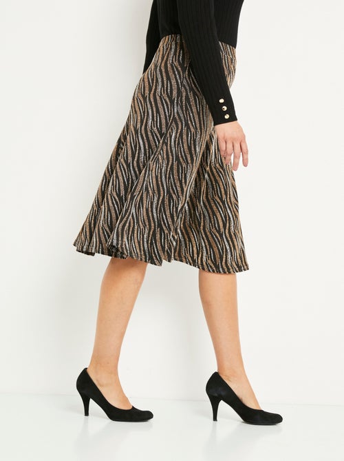 Falda midi de vuelo en punto de jacquard brillante - Afibel - Kiabi