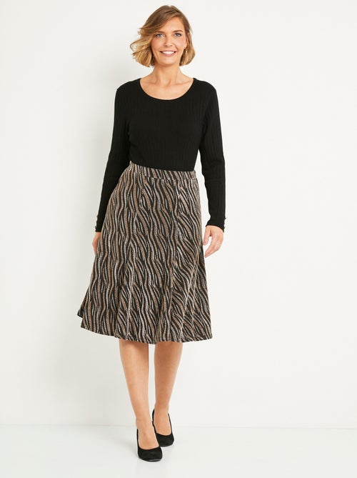 Falda midi de vuelo en punto de jacquard brillante - Afibel - Kiabi