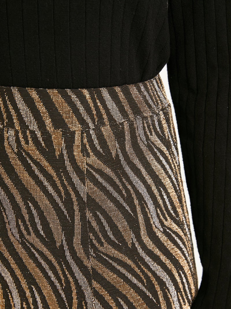 Falda midi de vuelo en punto de jacquard brillante - Afibel Negro - Kiabi