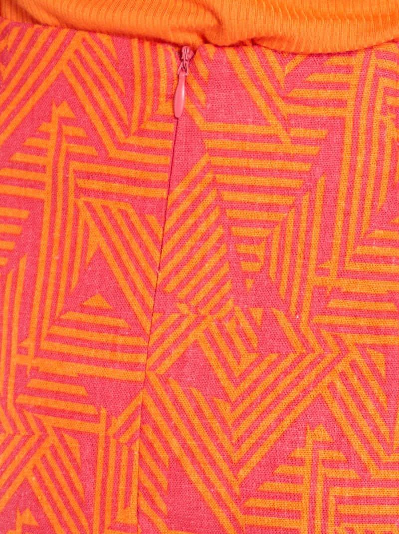 Falda midi estampada de lino ROSA - Kiabi