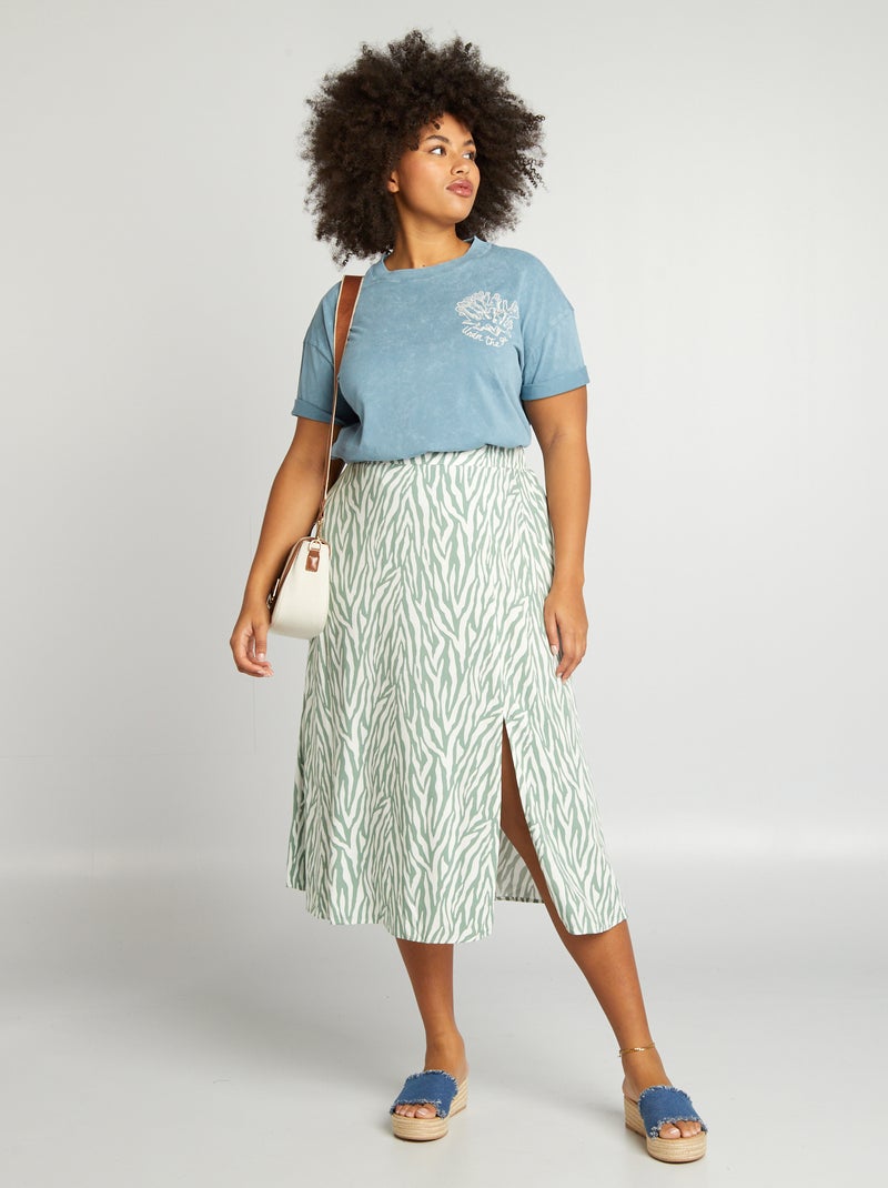 Falda midi estampada VERDE - Kiabi