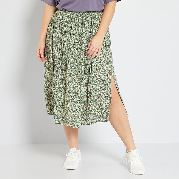 Falda midi estampada tallas grandes mujer - VERDE - Kiabi - 18,00€