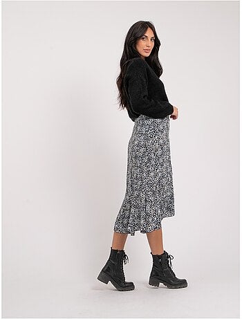 Falda midi estampada XISSA