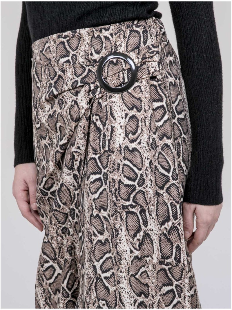 Falda midi estampado pitón XAVIA Beige - Kiabi
