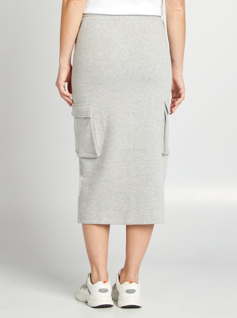 Falda midi estilo jogging con bolsillos GRIS - Kiabi