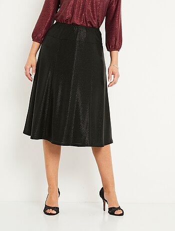 Falda midi evasé de punto brillante - Afibel