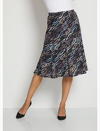 Falda midi evasé de punto estampado - Afibel