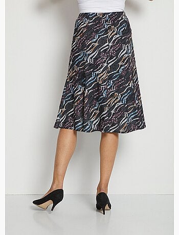 Falda midi evasé de punto estampado - Afibel