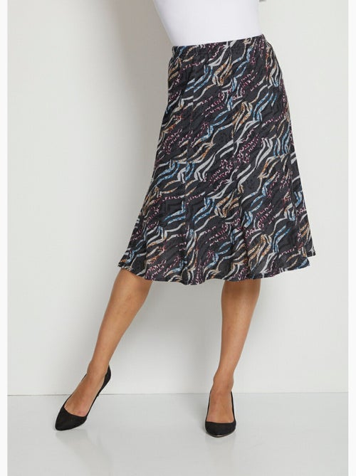 Falda midi evasé de punto estampado - Afibel - Kiabi