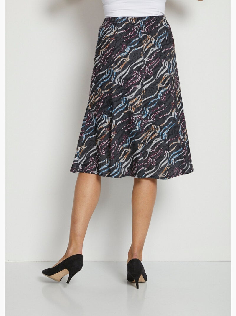 Falda midi evasé de punto estampado - Afibel Gris - Kiabi