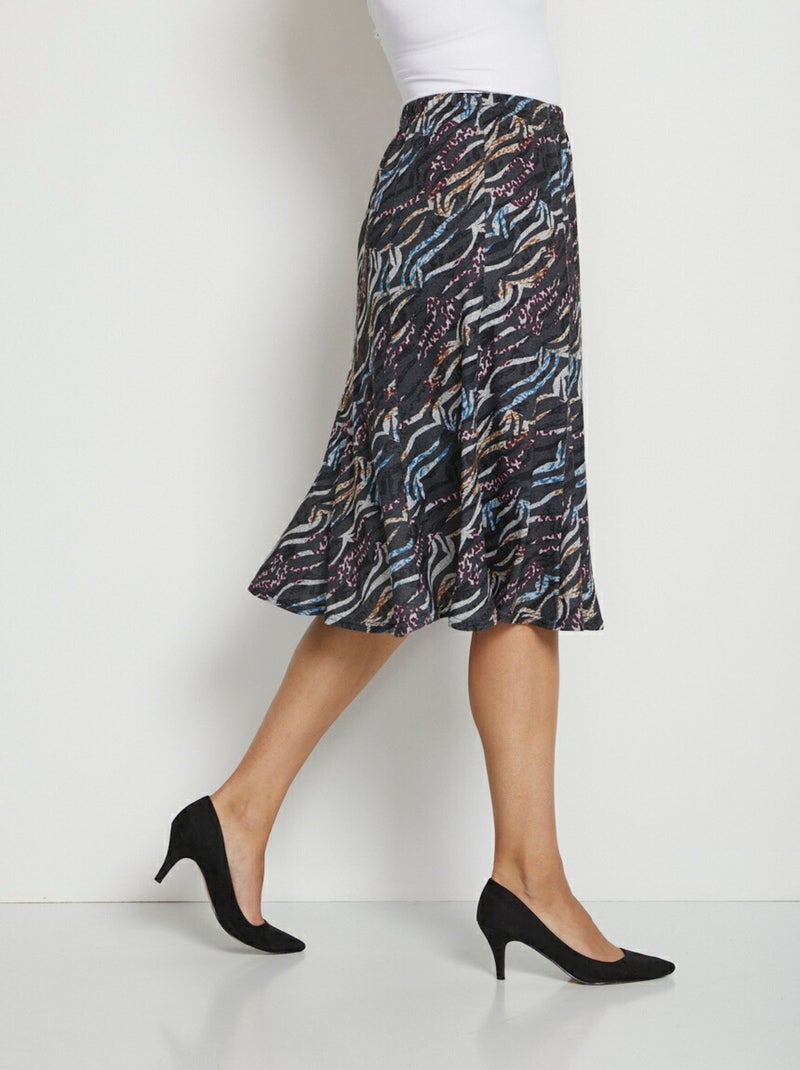Falda midi evasé de punto estampado - Afibel Gris - Kiabi